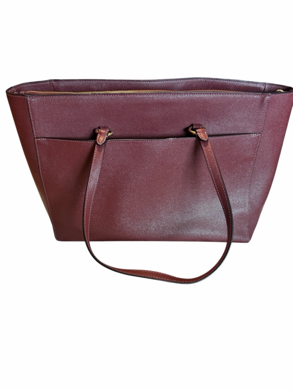 Coach Burgundy Leather Tote Bag with Gold-Tone Accent - Picture 4 of 9